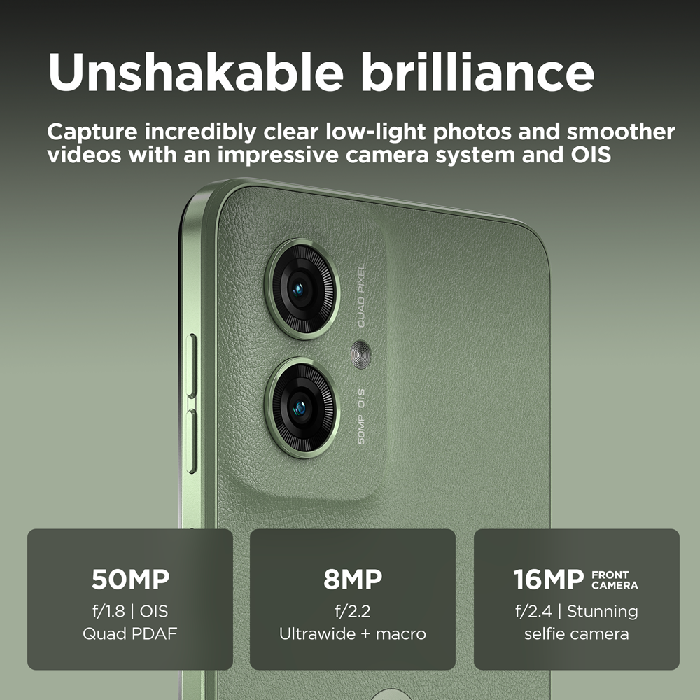 Motorola moto g55 5G 16,5 cm (6.49") Dual SIM Android 14 USB Type-C 8 GB 256 GB 5000 mAh Groen Motorola moto g55 5G 16,5 cm (6.49") Dual SIM Android 14 USB Type-C 8 GB 256 GB 5000 mAh Groen